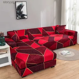 Stuhlhussen Stretch-Sofabezug für Wohnzimmer, geometrischer Schonbezug, elastischer Couchbezug für verschiedene Formen, L-förmiger Staubschutzbezug Q231130