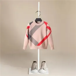 Set Design Bambino Solido Casual Maglione di base Girocollo a righe Bambino Slouchy Abbigliamento in lana morbida per Ragazzi Ragazze Maglioni autunno inverno Top 231130