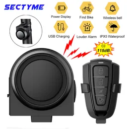 Alarm Systems Sectyme Wireless Waterproof Bike Vibration USB Laddning Remote Control Motorcykel Electric Bicycle Security Burglar 230428