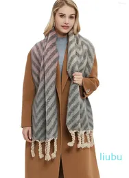 Sciarpa da donna in cashmere Sciarpa con nappa a righe stile preparazione invernale da uomo