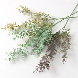 Dekorativa blommor konstgjorda plast eukalyptus grenar simulering växt blomma arrangemang tillbehör bröllop hem trädgård dekoration