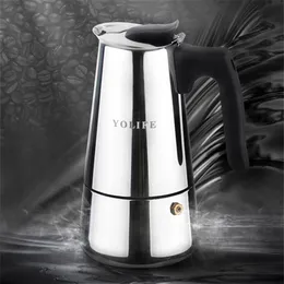 2 - 6 أكواب من الفولاذ المقاوم للصدأ صانع القهوة Moka Mocha Espresso V60 Latte Stovetop Filter Coffee Pot Barista Milk Pitcher Tools 210408258T