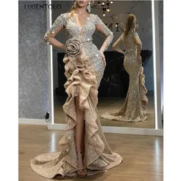 Basic Casual Dresses Women Party Dress Sequin Slim Bow Long Sleeve Banquet O-neck Lady Mesh Elegant Long Dinner Clothing Lugentolo 231129