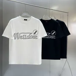 Wedone verão nicho na moda americano versão coreana verão em torno do pescoço manga curta camiseta algodão solto casal esportes