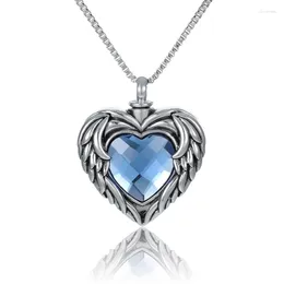 Pendant Necklaces Forever In My Heart Crystal Charm Angel Wing Hold Cremation Urn Necklace Love Memorial Jewelry For Ashes
