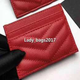 7A Luxury Designer Card Holder Wallet Short Case Purse Quality Pouch Quilted äkta läder Y Womens Men Purses Mens Key Ring Cre278U