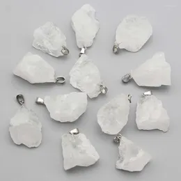 Pendant Necklaces Natural Irregular Simplicitys Raw Ore White Crystal Dangle Charms Fashion DIY Craft Ornament Accessories Wholesale 10PCS