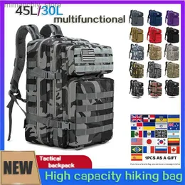 Utomhuspåsar ryggsäck 30L/45L campingjakt män kvinnor militära taktiska ryggsäck 3p armémol attack väska rese vandring vattentäta väskor q231130