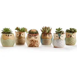 1 pz bella ceramica mini vaso scrivania fioriera per piante grasse bonsai fiore di cactus gufo vaso regali per le donne ragazze ragazzi bambini Y0314242d