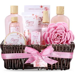 Gift Baskets for Women, 10 Pcs Cherry Blossom Bath and Body Sets for Mother Day