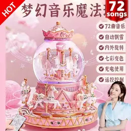 Halloween Toys 72 songs Colorful lighting carousel crystal ball music octave box Girl Child years old Practical festival birthday Kid gift Toy 231129
