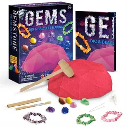 ألعاب الجدة Gemstone Dig Kit Teacational STEM Science Toys Real Gemstones Bracelet Making Digging DIY Toy Princess 231129