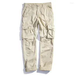 Pantaloni da uomo 2023 Cargo da uomo Casual gamba dritta Multi-tasche Complessiva Moda uomo All'aperto Pantaloni militari neri Taglie forti 40