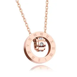 Roda da felicidade pingente colares zircão numeral romano bolo rosa ouro adorável designer acessórios feminino meninas aço inoxidável j2354