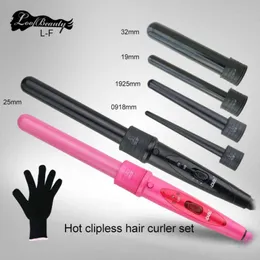 EU US Plug 5 In 1 Curling Wand Set Curling Tong Hair Curl Iron The Wand Hair Curler Roller Gift Set 0932mm Curler Wand卸売リザドールDe Pelo 5 En 1 The Wand