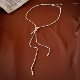 Colares de pingente Long Zipper Colar Europeu e Americano Camisola Clavícula Cadeia Mulheres