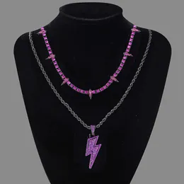 Designer-Schmuck für Männer und Frauen Hip Hop Black Panther Halskette Advanced Alloy Diamond und Lightning Pendant Set Kubanische Gliederkette für Männer Designer-Halskette