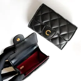 Toppkvalitetskanal plånbok designer kort hållare plånbok lyx män kvinnor kortväska designer mini handväska mjuk fårskinn trifold plånbok mode mångsidig stil