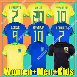 22 23 24 برازيليز كرة القدم قمصان L.Paqueta Neymar Vini Jr. كأس العالم P.Coutinho Richarlison Football Shirt G.Jesus T.Silva Bruno G.