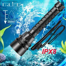 Tochas IPX8 À Prova D 'Água Mergulhador Profissional Luz Poderosa 30000LM LED Scuba Diving Flashlight LED Underwater 300M Torch Lamp Lanterna Q231130