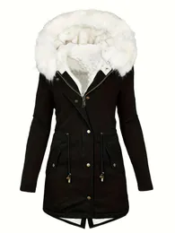 Women Down Parkas Faux Fur Woman Kurtka z kapturem sznurka sznurka parka przednie kieszeń przednie kieszeń ciepłe grube zużycie śniegu termiczne płaszcz żeńska 231129