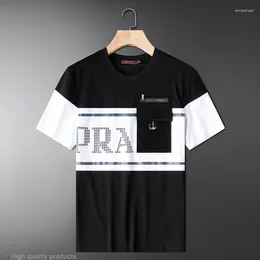 Men's T Shirts Kaus Pendek Saku Pemblokir Warna Eropa Musim Panas Merek Baru Tren Kasual Setengah Lengan Mewah Lebah Atasan Pria