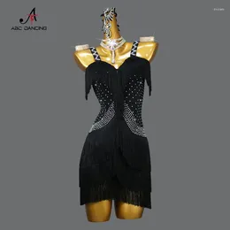 Stadiumkleding Dames Latin Dans Kwastje Competitiejurk Sexy Jarretel Ballroomrok Praktijk Outdoor Vrouwelijke Kleding Cabaret Cha