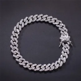 Hip Hop Micro Pave Cubic Zircon Cube Stones Cuban Chain Bracelet Gold Silver Color 8mm 7inches 8inches3246