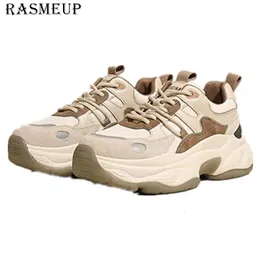 Slippare Rasmeup Sneakers 5cm tjocksoled Casual Sports Running Vulcanized Brown Shoes Shoes 231129
