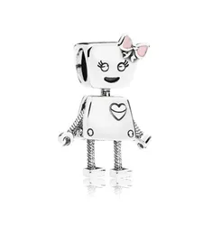 Bella Robot Charm Pink Gold 에나멜 비드 여성용 팔찌 쥬얼리 액세서리 1514333