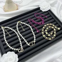 Designer Valentine Fashion Valantino h Family/hua Family New V-necklace Women's Korean Edition Light Luxury Small and Popular V-letter Necklace Brass