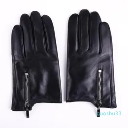 Fingerless Gloves Women Touch Screen Genuine Leather Black Winter Thick Warm Lady Waterproof Non-slip Goat Mittens