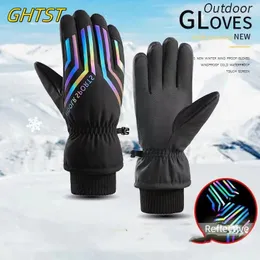 Ski Gloves Winter Warm Night Reflection Thermal Fleece Waterproof Touchscreen Full Finger Scooter Motorcycle Snow Snowboard luva 231129