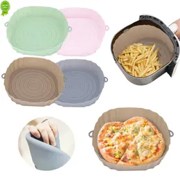 New AirFryer Reusable Pot Silicone Easy To Clean Oven Baking Tray Ninja Round Liner Pizza Plate Grill Pan Mat Air Fryer Accessories