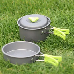 Dinnerware Sets Outdoor Camping Tableware Kit Cookware Set Foldable Spoon Fork Knife Kettle Cup Equipment Supplies 1-2 People