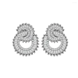 Boucles d'oreilles à Double anneau circulaire, à la mode et luxueuses, avec décorations d'oreilles en argent 925, Niche haut de gamme, Style Instagram