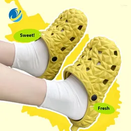 Slippers Sandals For Women EVA Soft Non-slip Indoor And Outdoor Unique Durian Shape Toe-wrapped Beach Slides Men Cut-outs