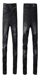 Mens Jeans Designer Skinny Black Rip Letter Angel Print Rock Denim Slim Fit Paint Splatter for Man Pants Embroider Biker Distress 3735988