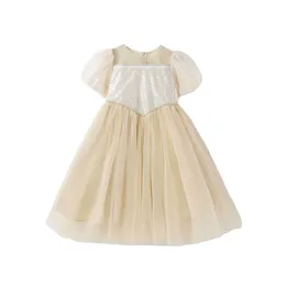 Mädchen es Teen Mädchen Prinzessin 2023 Sommer Neue Mesh Patchwork Kleidung Modische Spitze Kleid Kinder #7227 0131