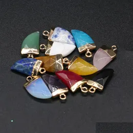 Charms naturlig stenkniv form pärlor hänge roskvartläkning reiki crystal fynd för diy halsband kvinnor mode jud dhgarder dhhp6