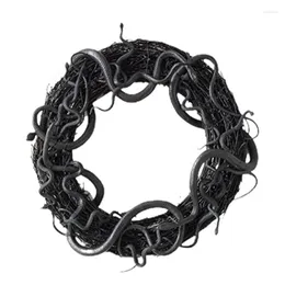 Decorative Flowers Black Rattan Wreath Scary With And Realistic Snakes Creepy Halloween Party Supplies Wall