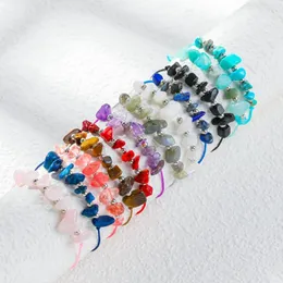 Link Bracelets Lucky Healing Crystal Gravel Beads Adjustable Natural Stone Fashion Women Girls Jewelry Accessories 2023