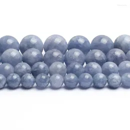 Koraliki Natural Blue Angelite Stone okrągły luźne dla modnych akcesoriów biżuteria produkująca bransoletę DIY 6/8/10mmc15 ''