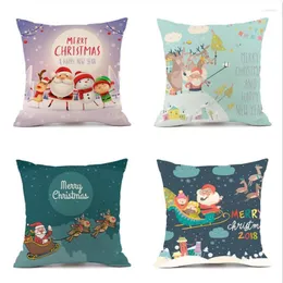 Pillow Christmas Linen S Cartoon Santa Claus Reindeer Print Home Sofa Decorative Living Room Bedroom Car Pillows Cover