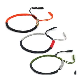 Braccialetti con ciondoli Nodo intrecciato fatto a mano Preghiera fortunata Bohemien Etnico Rosso Nero Sier Bracciale buddista tibetano in corda per uomo Donna Goccia Othyc