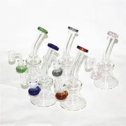 Bong di vetro unico Bong di vetro spesso Recycler 14mm Ciotola comune Collettore di fumo Rigs Oil Becher di vetro Bong Base spessa dritta