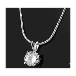 H￤nge halsband smycken hj￤rtan och pilar fyra klo zirkon 8mm runda cz s￶t halsband mode klassisk bunny diamant drop leverans p dhei6