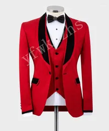 Herrenanzüge Hübscher One Button Groomsmen Schal Revers Bräutigam Smoking Herren Hochzeit/Ballblazer (Jacke, Hose, Krawatte, Weste) 986