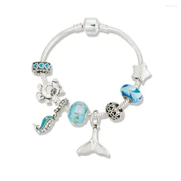 Charm Bracelets VIOVIA 2023 Arrival Sea Series Bead Of Color Blue Animals Seahorse Bracelet For Original Gift Women B20015