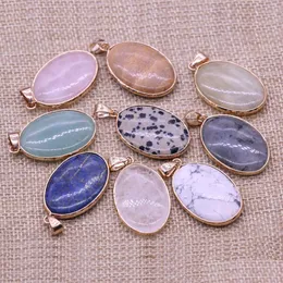 Charms Delicate Natural Stone Oval Rose Quartz Lapis Lazi Turquoise Opal Pendant Diy For Necklace Earrings Jewelry Making 22 Dhgarden Dh6Oc